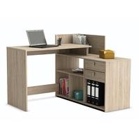 bylan corner computer desk in brushed oak with storage