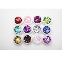 Byfunme 12 color Round sequins Nail sticker set/Glitter Nail Art Decoration Combination