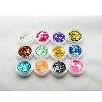 Byfunme 12 color Diamond Sequin Nail sticker set/Glitter Nail Art Decoration Combination