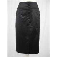 B.young - Size: 12 - Black - Satin effect knee length skirt with front vent and buttons