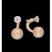 C W Sellors Earrings Front Back Rose Gold Plating And Pink CZ