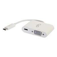 C2G USB-C To VGA Video Adapter Converter with Power Delivery - White