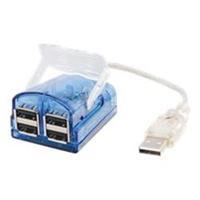 C2G 4-Port USB 2.0 Laptop Hub with .45m Blue LED Indicator Cable