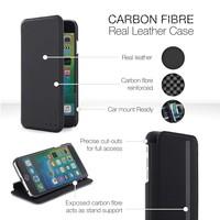 Carbon Fibre Lined Real Leather Case for iPhone 7
