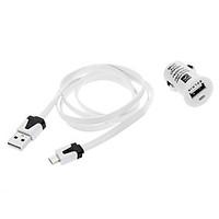 Car Charger and USB to Micro USB Data Charging Flat Cable for Samsung Galaxy S3 I9300, S4 I9500, Note 2 N7100 and others