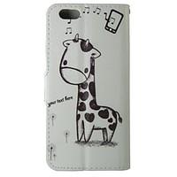 Cartoon Giraffe Pattern PU Leather Flip Protective Case with Magnetic Snap and Card Slot for iPhone 5C