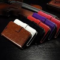 Card Wallet Crazy Horse Pattern PU Leather Full Body Case with Stand Slot for Alcatel One Touch Pop C7