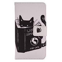 Cat Reading Painted PU Phone Case for Huawei P8 Lite/P8