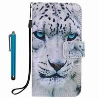 Case Cover Card Holder Wallet with Stand Flip Pattern Full Body Case With Stylus White leopard Hard PU Leather for Apple iPhone 7 Plus 7 6s Plus 6s 5s