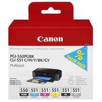 Canon PGI550/CLI551 Ink Cartridge Multipack (PGBK/C/M/Y/BK/GY)