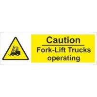 Caution Fork Lift Trucks Self Adhesive Vinyl 300mm x 100mm