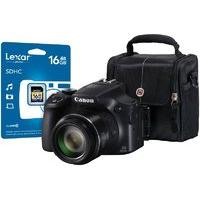 Canon Powershot Sx60 Hs Camera Black Kit Inc 16gb Class 10 Sdhc Card & Case