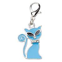 Cat Dog Tag Waterproof Cartoon Blue Alloy