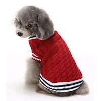 Cat Dog Sweater Dog Clothes Winter Color Block Casual/Daily Keep Warm Christmas Red Blue