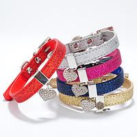 Cat / Dog Collar Adjustable/Retractable Rhinestone / Hearts Red / Pink / Gold / Silver / Rose PU Leather
