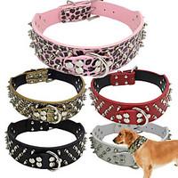 Cat / Dog Collar Adjustable/Retractable / Studded Bone / Rock / Music Red / Black / Gold PU Leather