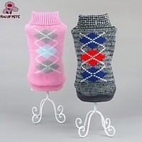 Cat / Dog Sweater Pink / Gray Dog Clothes Winter Plaid/Check Keep Warm