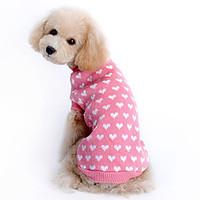 cat dog sweater pink dog clothes winter hearts keep warm