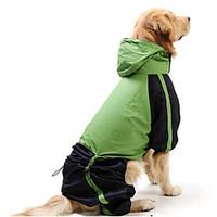 Cat Dog Rain Coat Red Green Dog Clothes Summer Spring/Fall Color Block Waterproof Windproof
