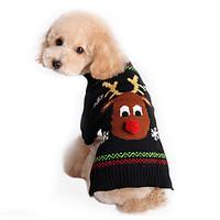 Cat Dog Sweater Black Dog Clothes Winter Spring/Fall Reindeer Cute Holiday Christmas