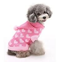 Cat Dog Sweater Hoodie Dog Clothes Winter Hearts Cute Fashion Keep Warm Blue Pink