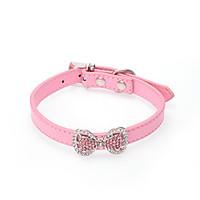 Cat / Dog Collar Adjustable/Retractable Solid / Rhinestone / Flower / Bowknot Red / Black / Blue / Pink / Rose PU Leather