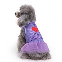 Cat Dog Dress Dog Clothes Summer Letter Number Cute Fashion Casual/Daily Purple Cotton Pet Clothing