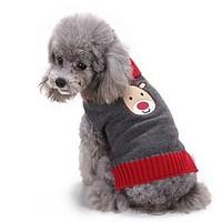 Cat Dog Sweater Dog Clothes Winter Reindeer Cute Fashion Christmas Grey Acrylic Cosplay Dog Clothing