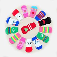 Cat Dog Socks Cute Casual/Daily Keep Warm Stripe Cartoon Random Color