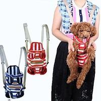 Cat Dog Carrier Travel Backpack Front Backpack Pet Carrier Portable Breathable Stripe Red Blue