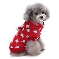 Cat Dog Sweater Dog Clothes Winter Stars Cute Keep Warm Christmas Red Blue