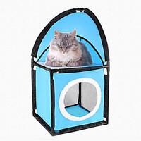 Cat Bed Pet Mats Pads Solid Breathable Foldable Blue