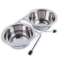 Cat Dog Bowls Water Bottles Pet Bowls Feeding Waterproof Silver