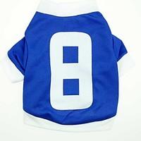 Cat Dog Shirt / T-Shirt Jersey Blue Dog Clothes Summer Spring/Fall Letter Number Casual/Daily Sports