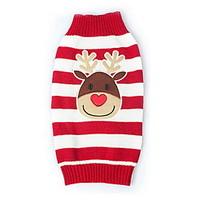 cat dog sweater red dog clothes winter springfall reindeer cute christ ...