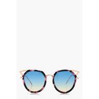 cat eye print frame sunglasses black