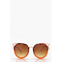 cat eye print frame sunglasses orange