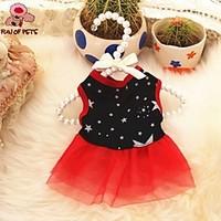 cat dog dress red black dog clothes summer springfall stars casualdail ...