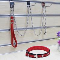 Cat Dog Collar Leash Safety Solid Red Black Stainless Steel