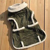 Cat Dog Coat Vest Green Dog Clothes Winter Solid Casual/Daily