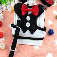 Cat Dog Harness Leash Adjustable/Retractable Breathable Running Safety Training Bowknot Fabric
