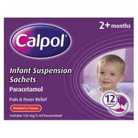 Calpol Infant Suspension Sachets Strawberry Flavour 12 x 5ml Sachets