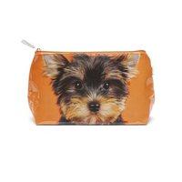 Catseye Yorkie on Orange Wash Bag