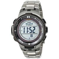 Casio PRO TREK Triple Sensor Version 3 TOUGH SOLAR Titanium Watch PRW-3000T-7 - Silver