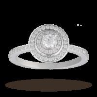 Canadian Diamond Brilliant Cut 0.50 Total Carat Weight Diamond Halo Ring With Diamond Set Shoulders in 18 Carat White Gold - Ring Size M