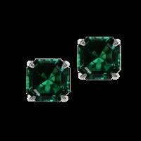 CARAT 9ct White Gold Emerald Coloured Asscher Stud Earrings