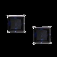 CARAT 9ct White Gold Sapphire Blue Coloured Princess Cut Stud Earrings