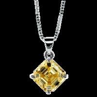 CARAT 9ct White Gold Light Yellow Coloured Asscher Cut Pendant