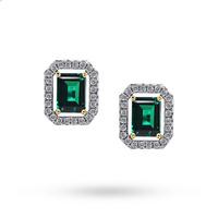 CARAT 9ct Emerald Green Coloured Stud Earrings