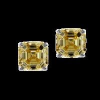 carat 9ct white gold light yellow coloured asscher cut stud earrings